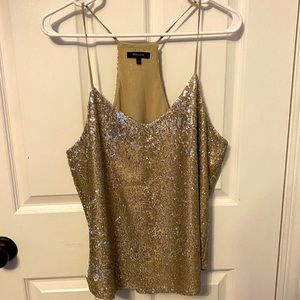 Champagne sequin razor back top